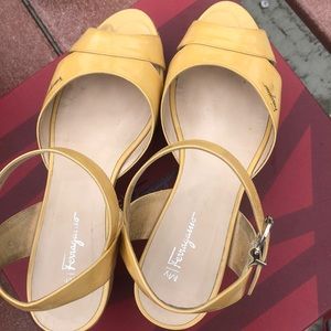 Salvatore ferragamo patentcalf wedge sandals